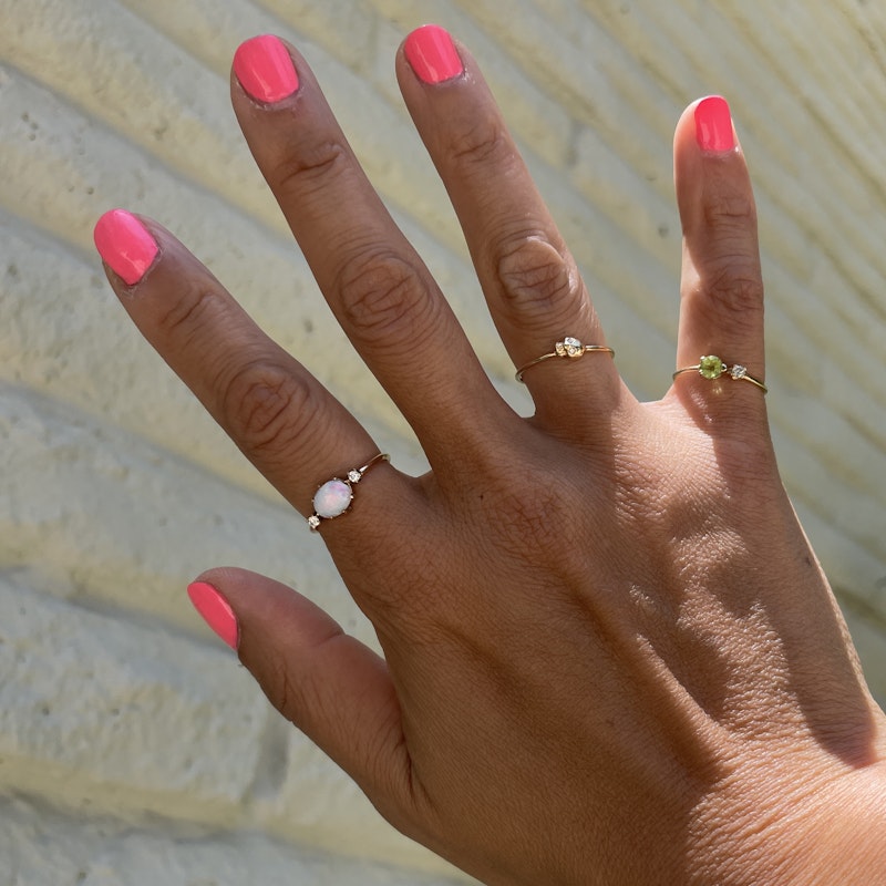 14k Yellow Gold Diamond & Peridot Birthstone Ring