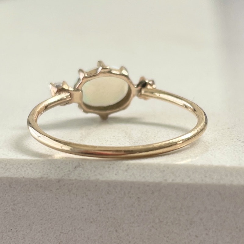 Charlie and Marcelle 14k Yellow Gold Opal and Diamond Ring