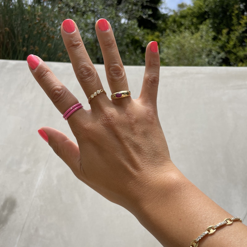 14k Yellow Gold and Bezel Diamond Flexible Cuban Chain Ring