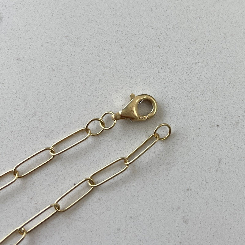18k Yellow Gold and Diamond Bezel Shaker Paperclip Necklace