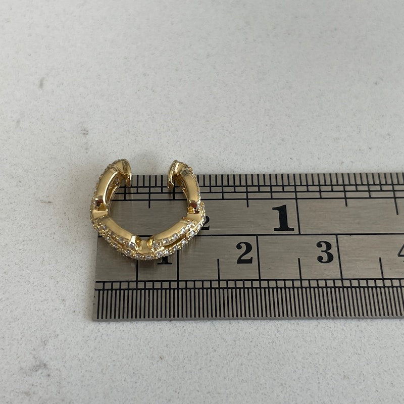 18k Yellow Gold and Diamond Link Chain Ear Cuff
