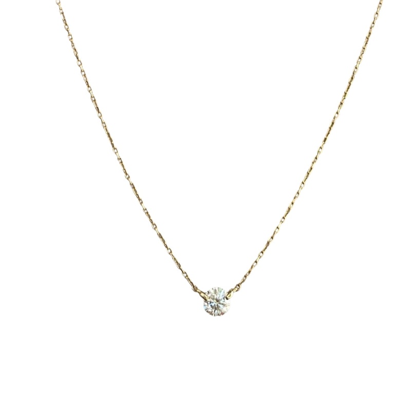18k Yellow Gold Floating Diamond Solitaire Necklace