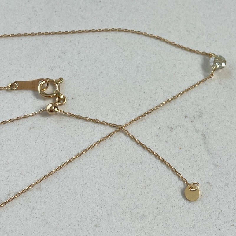 18k Yellow Gold Floating Diamond Solitaire Necklace
