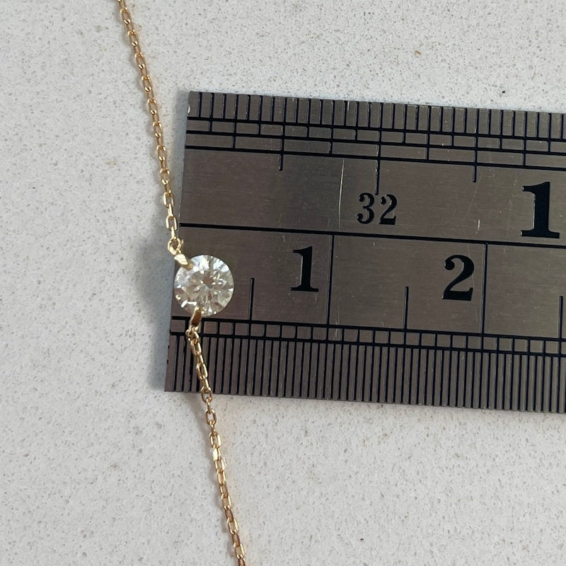 18k Yellow Gold Floating Diamond Solitaire Necklace