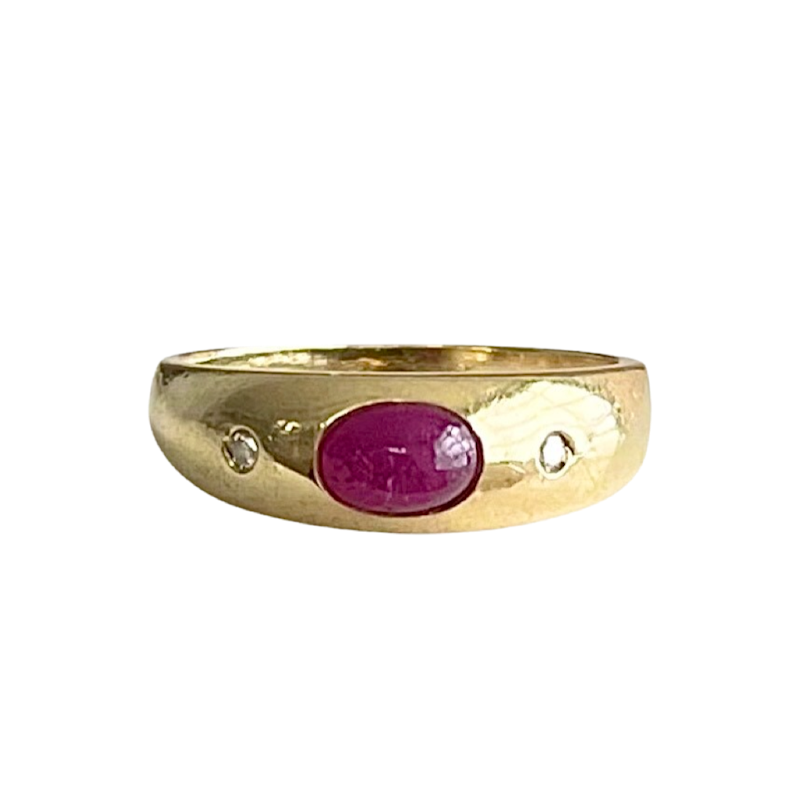 14k Yellow Gold Diamond and Ruby Band Ring