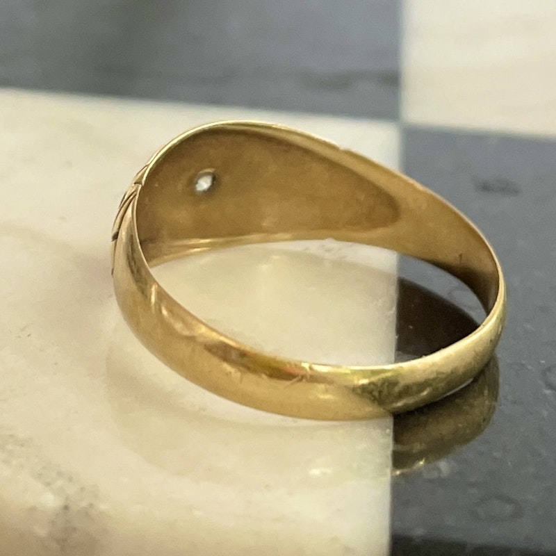 18k Yellow Gold Mini Diamond Starburst Band Ring