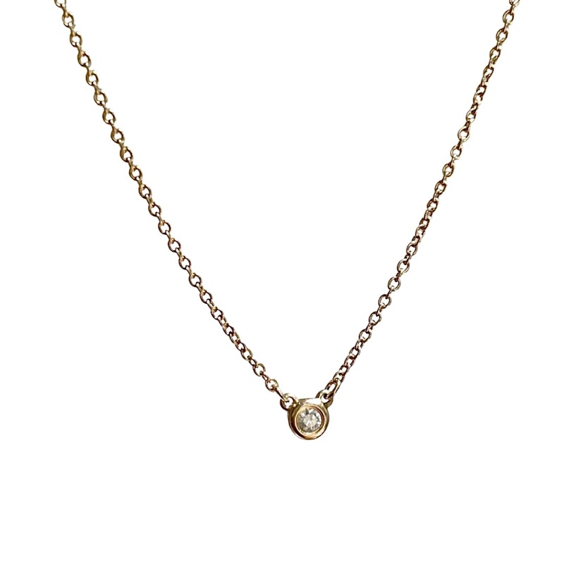 18k Rose Gold Tiffany&Co Elsa Peretti Diamond Bezel Necklace