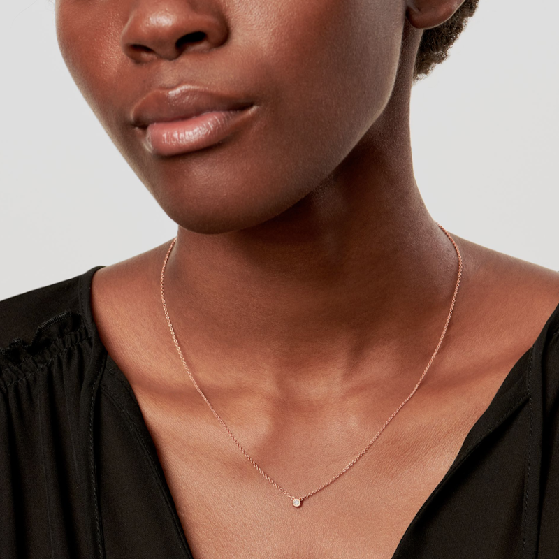18k Rose Gold Tiffany&Co Elsa Peretti Diamond Bezel Necklace