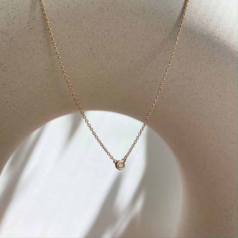 18k Rose Gold Tiffany&Co Elsa Peretti Diamond Bezel Necklace