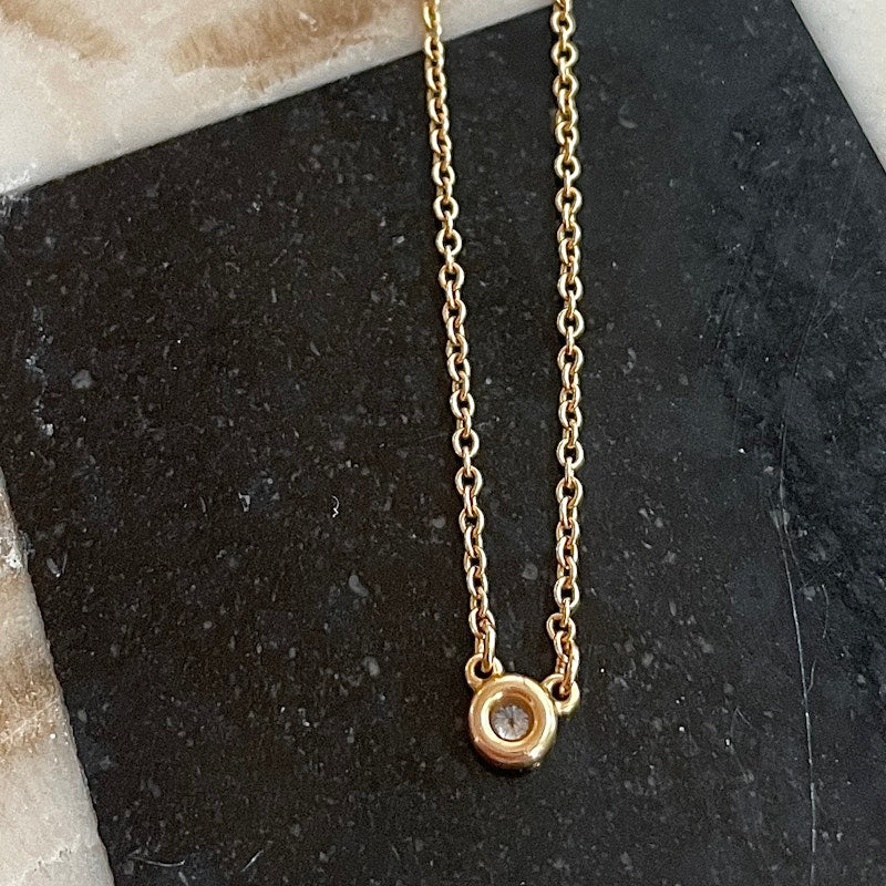 18k Rose Gold Tiffany&Co Elsa Peretti Diamond Bezel Necklace
