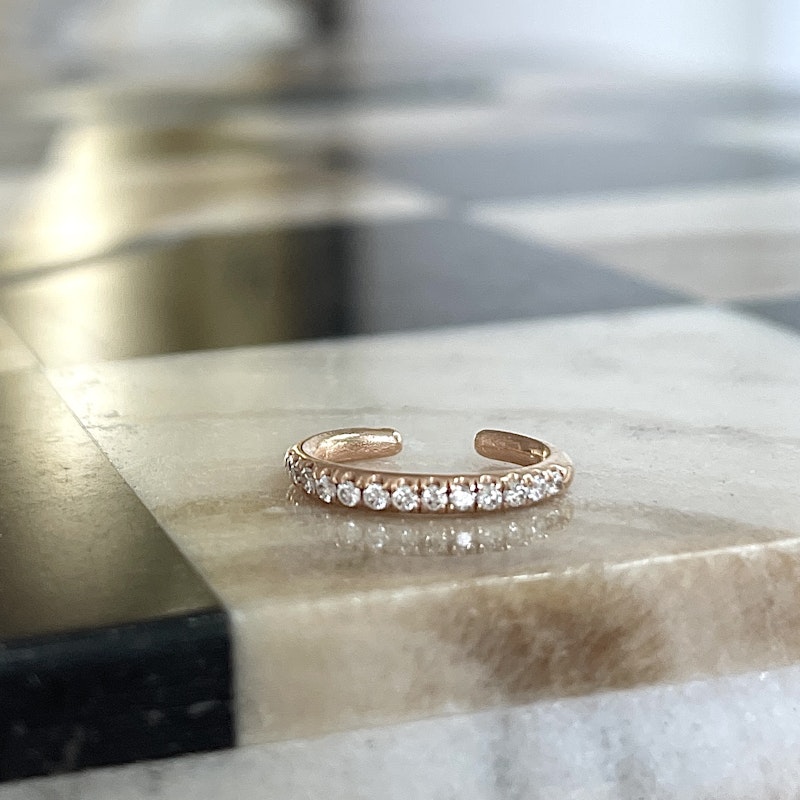 14k Rose Gold Diamond Ear Cuff