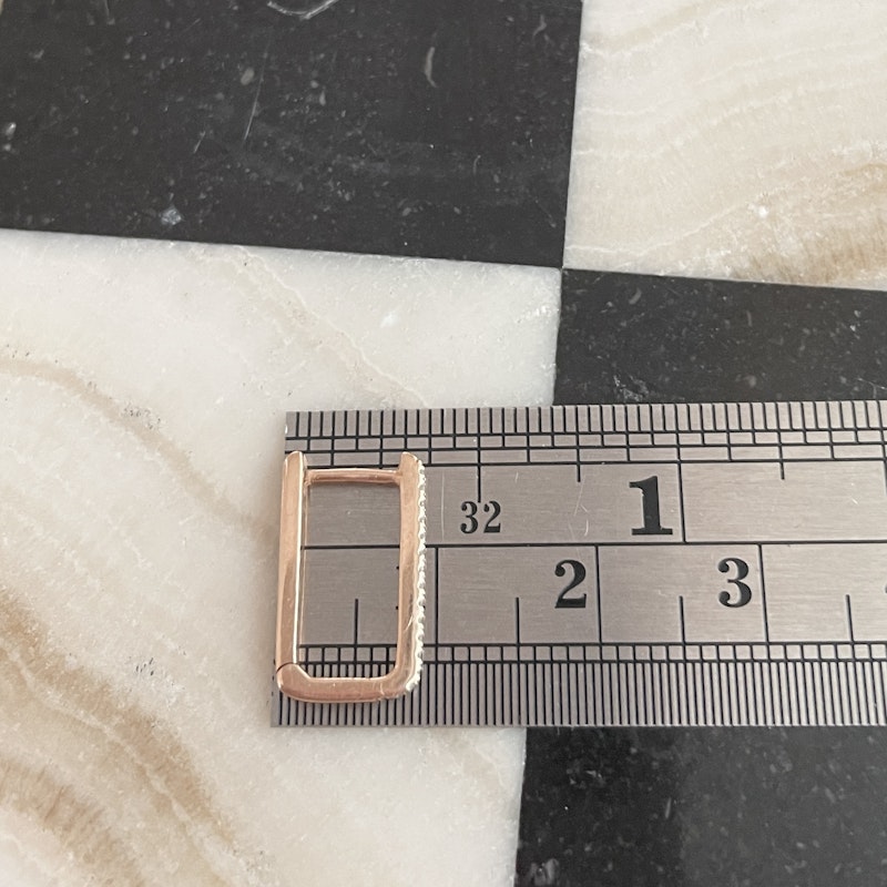 14k Rose Gold Rectangular Diamond Hoop Earring (single)