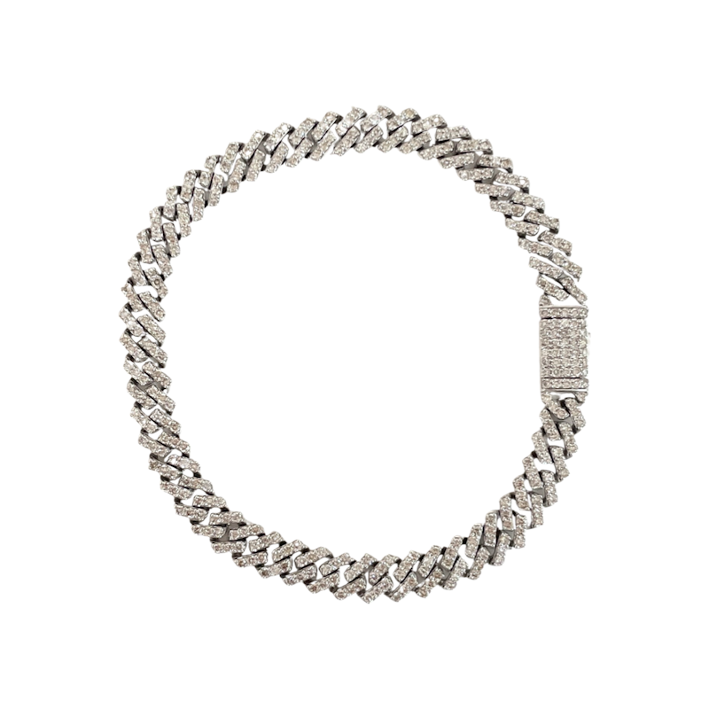 14k White Gold Diamond Cuban Link Tennis Bracelet