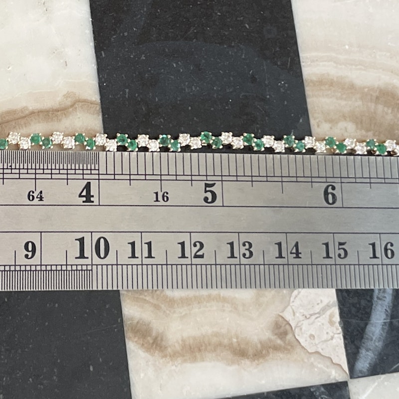 14k Yellow Gold Emerald and Diamond Tennis Bracelet