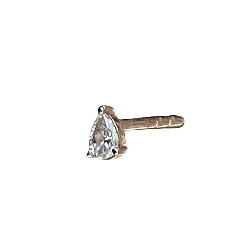 14k Rose Gold Pear Shaped Diamond Stud