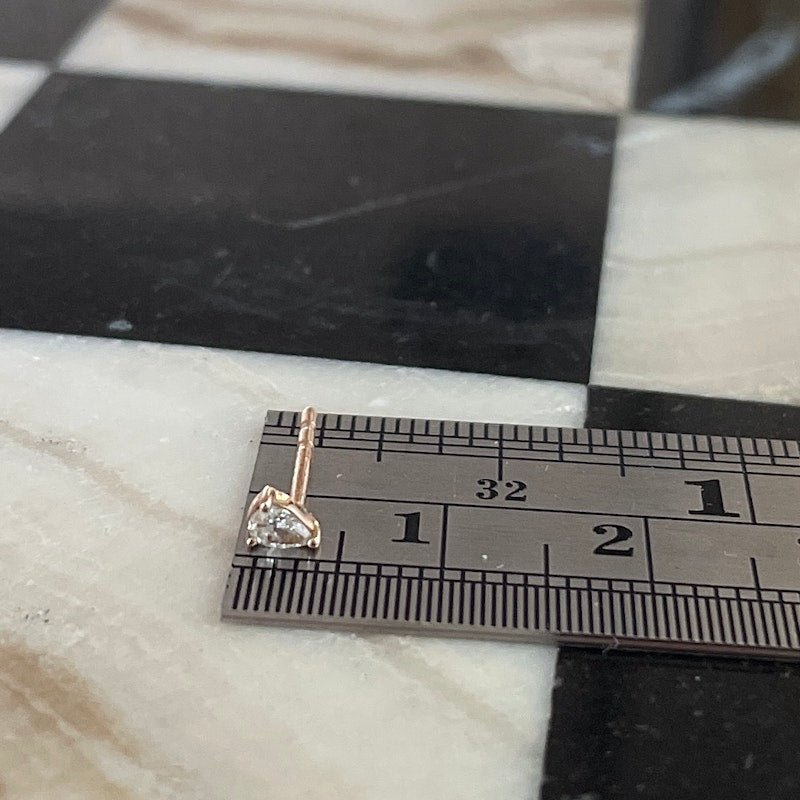 14k Rose Gold Pear Shaped Diamond Stud