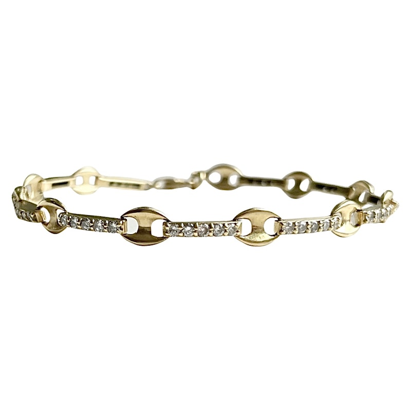 18k Yellow Gold and Diamond Mariner Link Bracelet