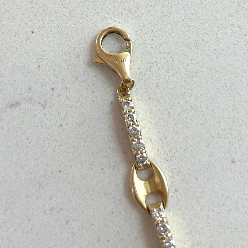 18k Yellow Gold and Diamond Mariner Link Bracelet