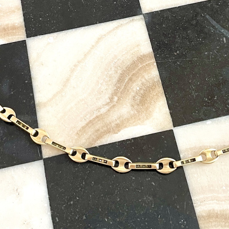 18k Yellow Gold and Diamond Mariner Link Bracelet