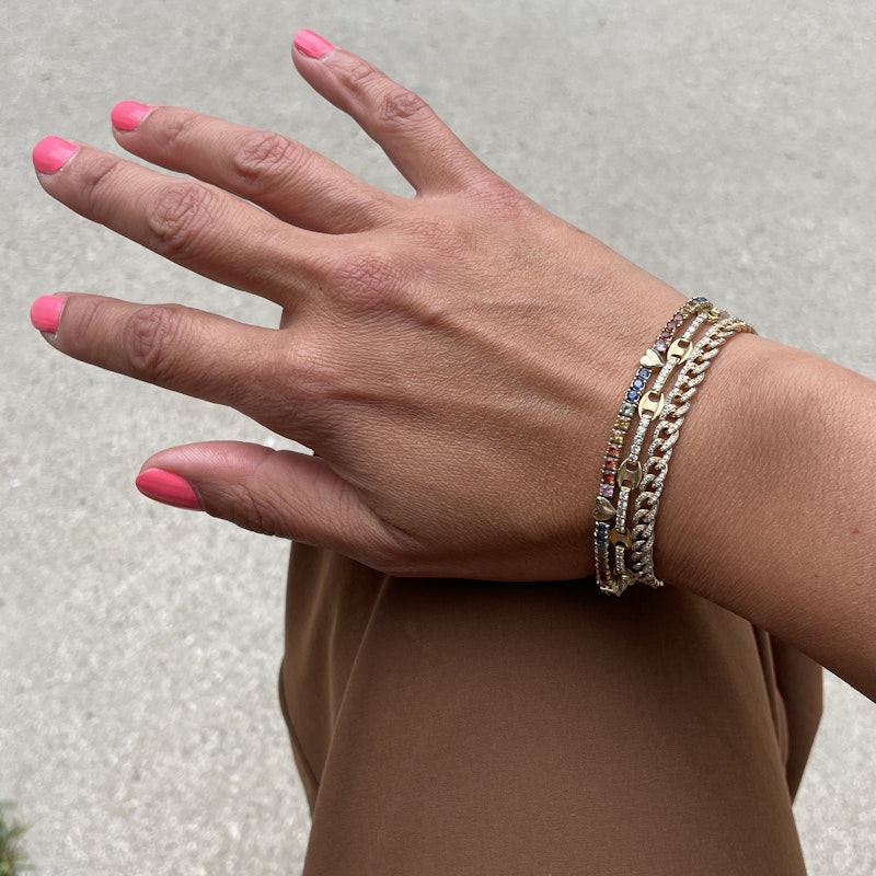 18k Yellow Gold and Diamond Mariner Link Bracelet