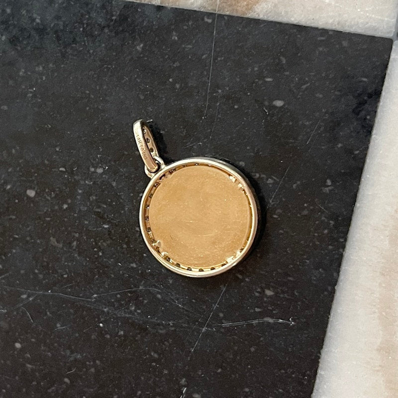 14k Yellow Gold Diamond "S" Initial Disc Charm