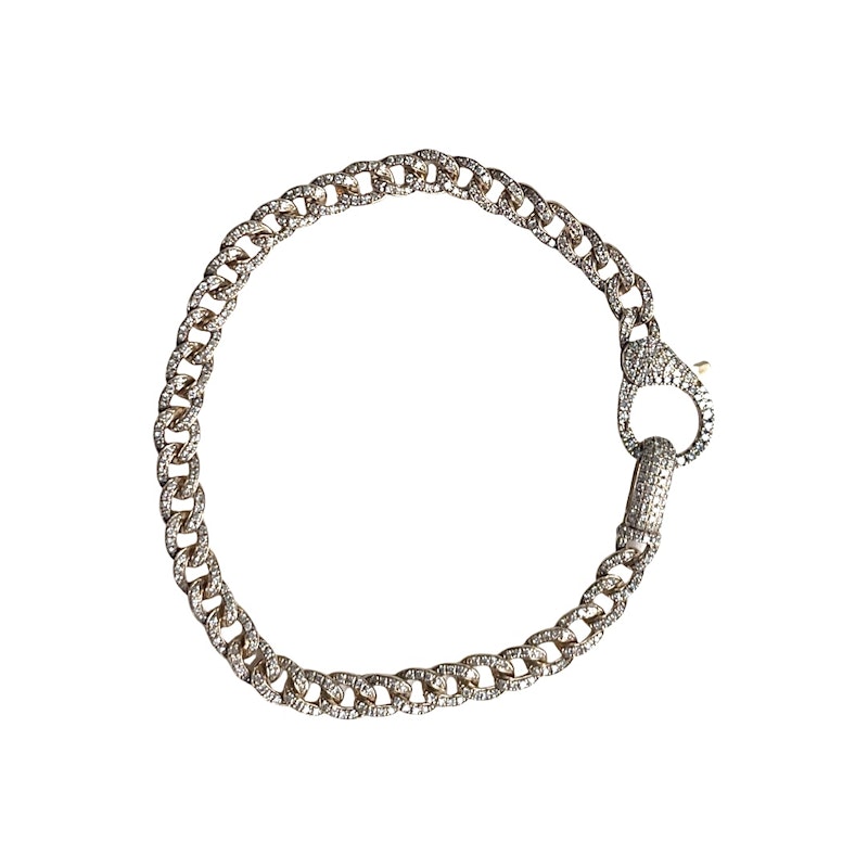 14k Yellow Gold Páve Diamond Cuban Link Bracelet