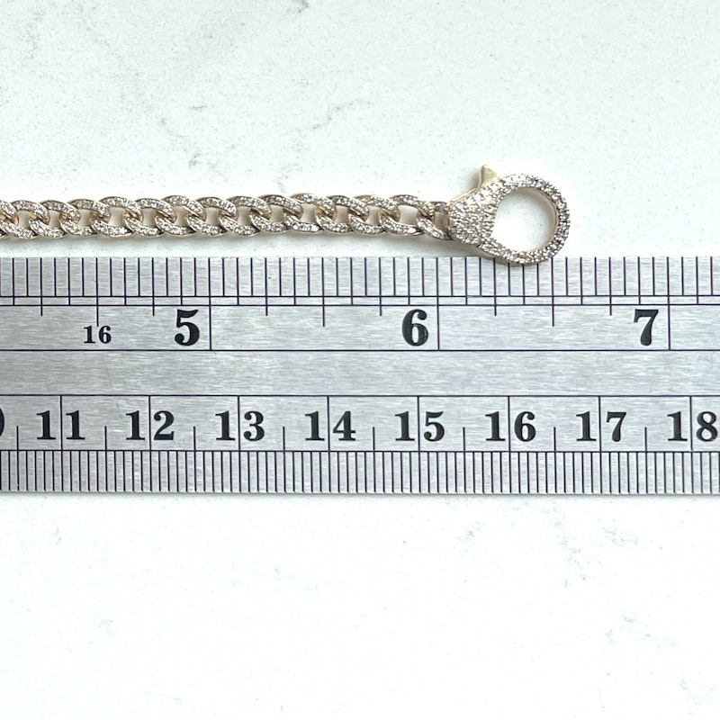 14k Yellow Gold Páve Diamond Cuban Link Bracelet