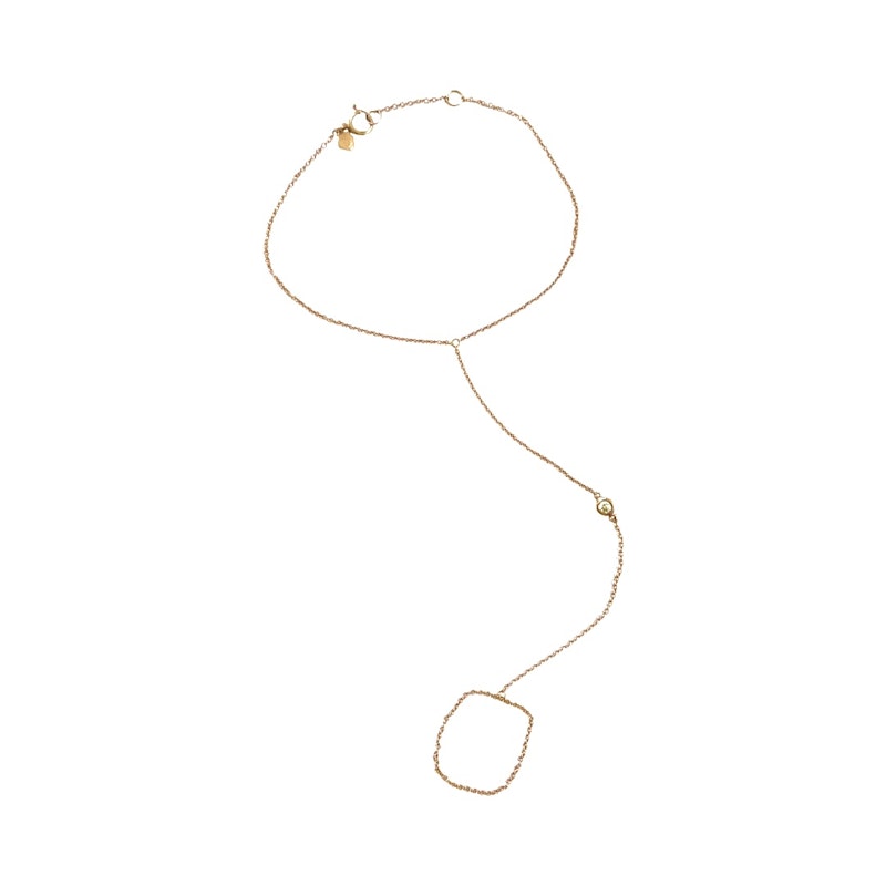 14k Rose Gold Diamond Bezel Hand Chain