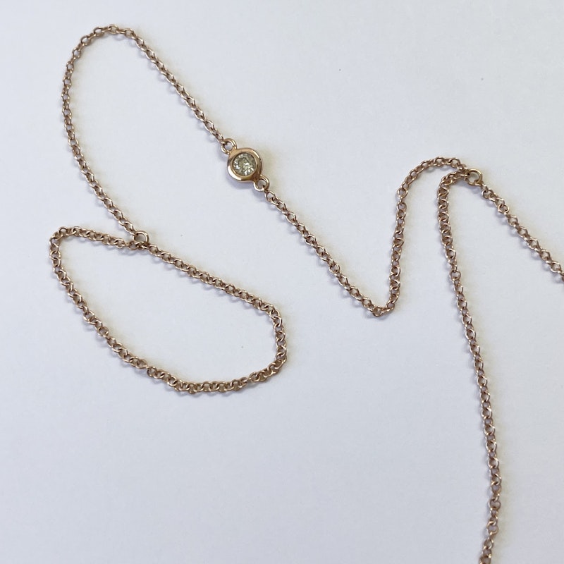 14k Rose Gold Diamond Bezel Hand Chain