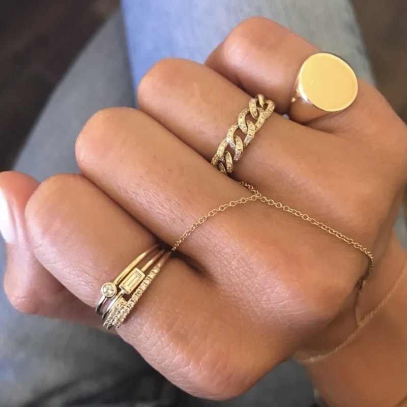 14k Rose Gold Diamond Bezel Hand Chain