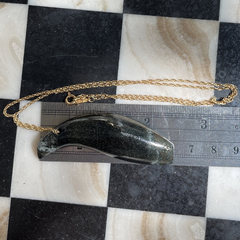 Tiffany & Co 18k Jade Fish Pendant Necklace