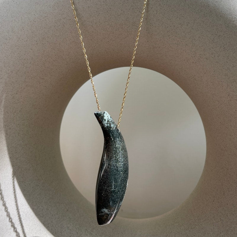 Tiffany & Co 18k Jade Fish Pendant Necklace