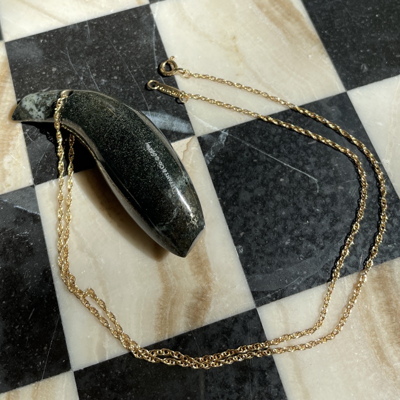Tiffany & Co 18k Jade Fish Pendant Necklace