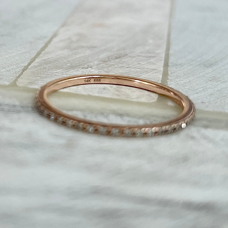 14k Rose Gold and Diamond Eternity Band Ring