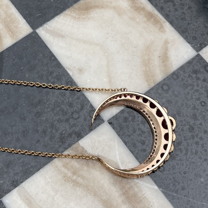 Jacquie Aiche 14k Rose Gold Ruby Crescent Moon Necklace