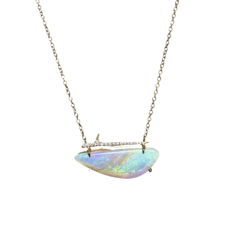 Elisabeth Bell 14k Yellow Gold Opal Thorn Necklace