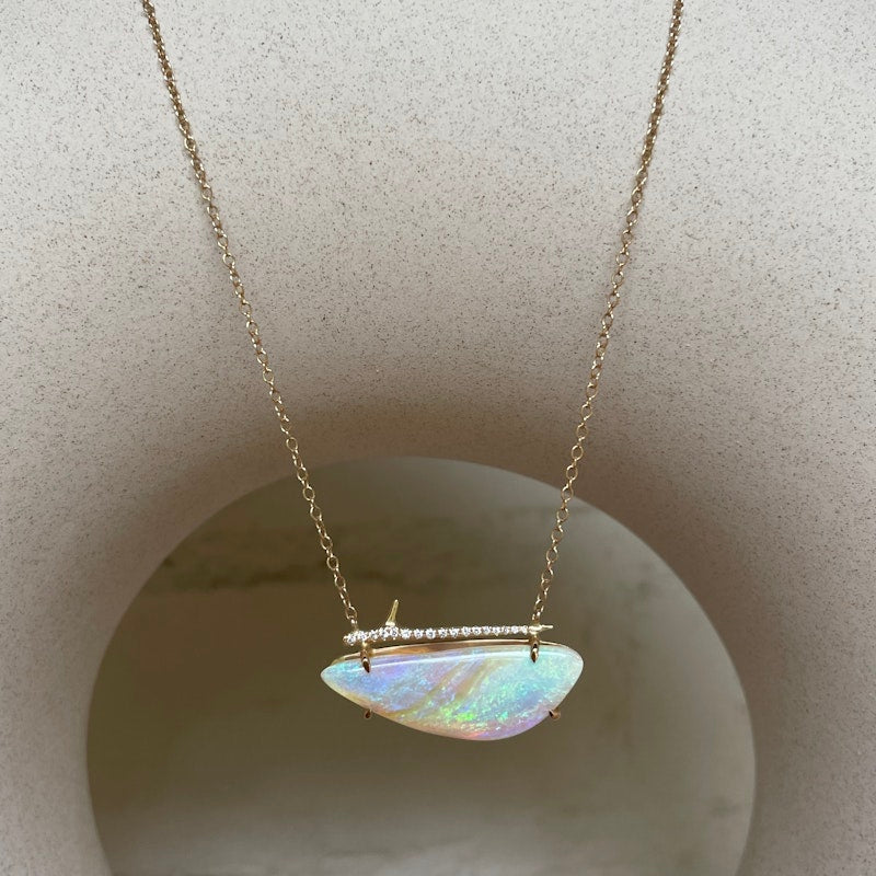 Elisabeth Bell 14k Yellow Gold Opal Thorn Necklace