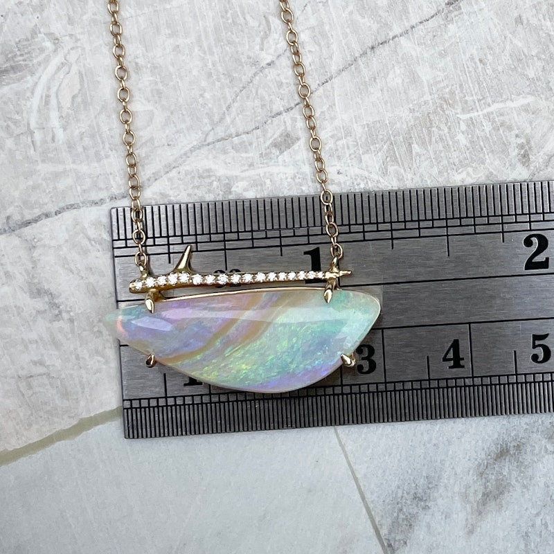 Elisabeth Bell 14k Yellow Gold Opal Thorn Necklace