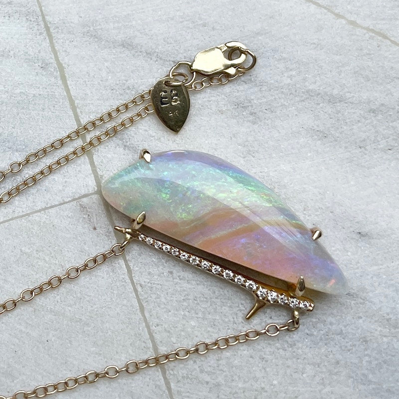 Elisabeth Bell 14k Yellow Gold Opal Thorn Necklace