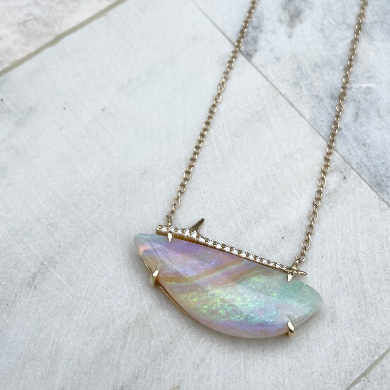 Elisabeth Bell 14k Yellow Gold Opal Thorn Necklace