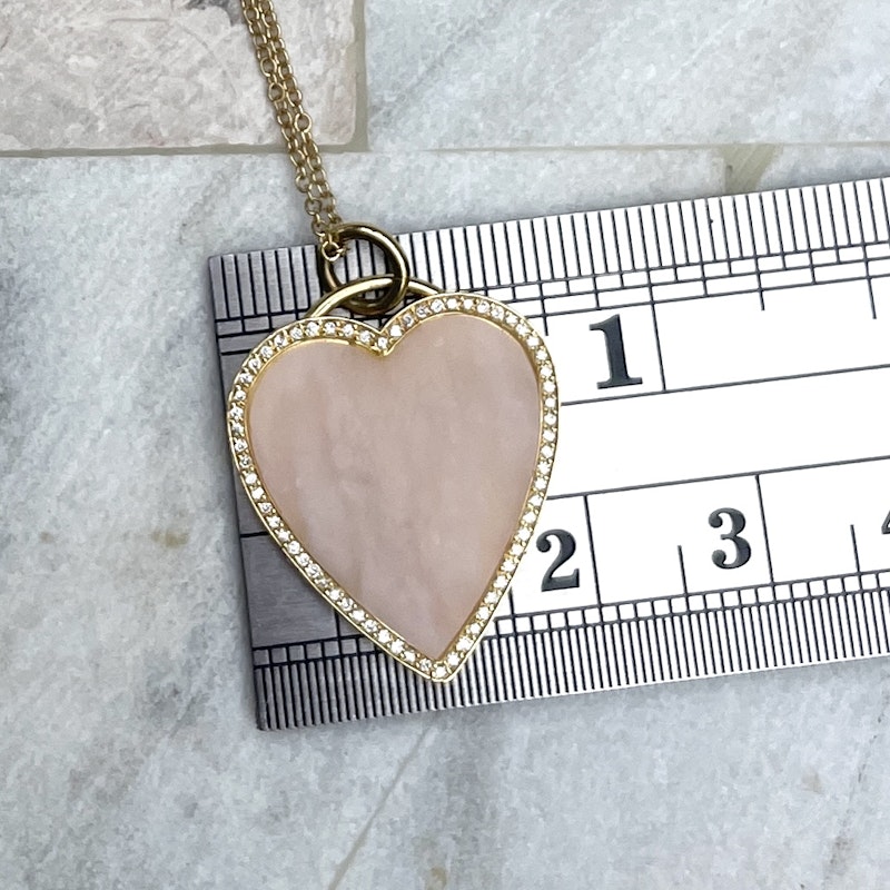 Jennifer Meyer 18k Pink Opal Inlay Heart Necklace