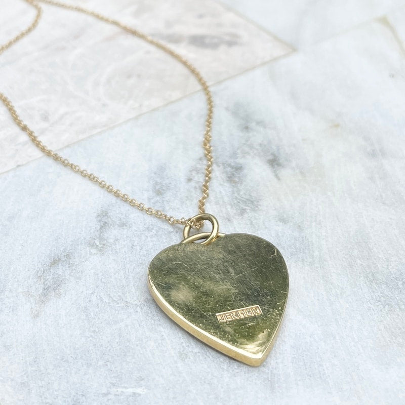Jennifer Meyer 18k Pink Opal Inlay Heart Necklace