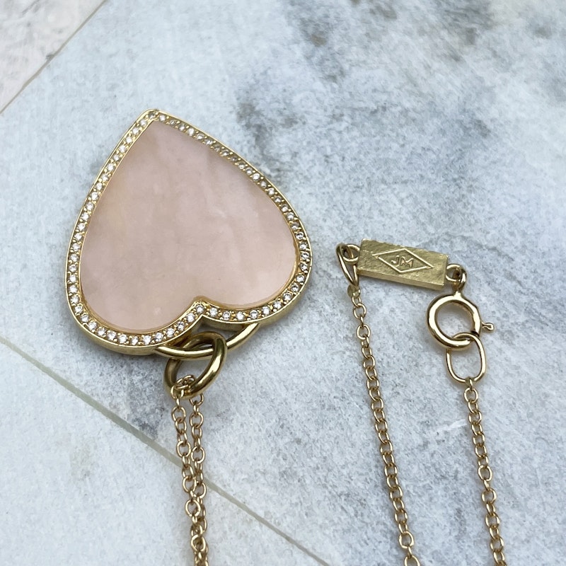 Jennifer Meyer 18k Pink Opal Inlay Heart Necklace
