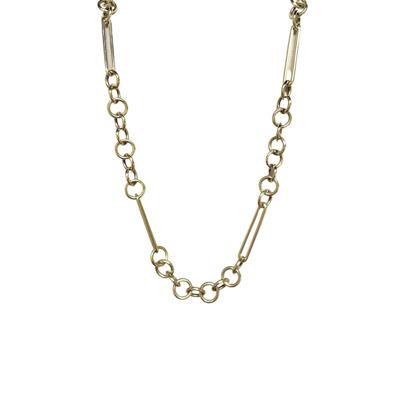 14k Yellow Gold Mix Link Chain Necklace