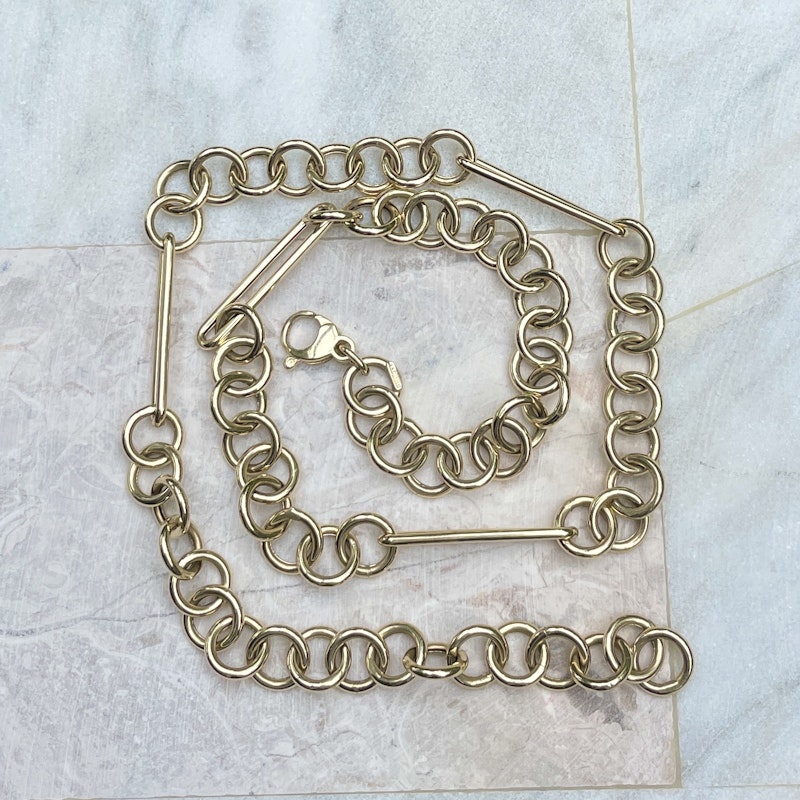 14k Yellow Gold Mix Link Chain Necklace