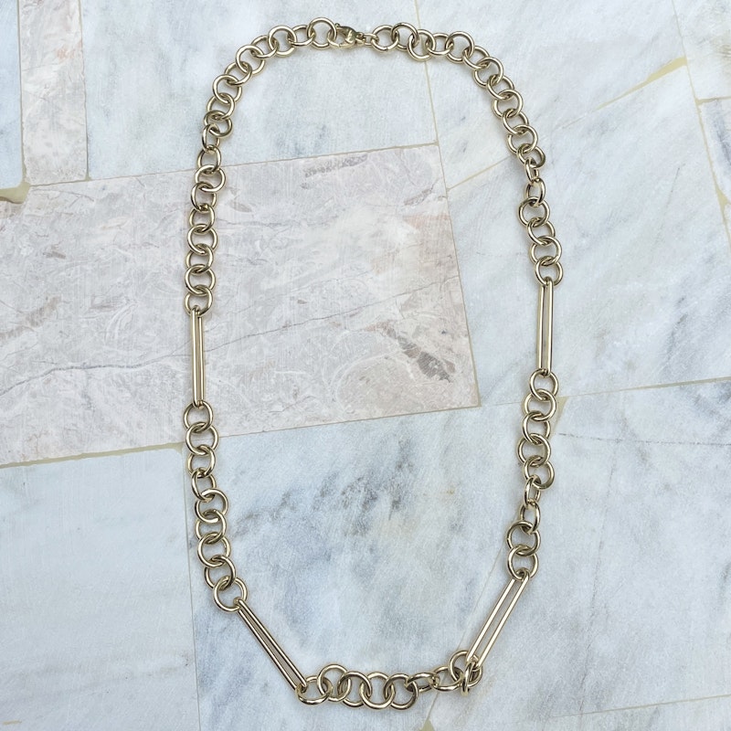 14k Yellow Gold Mix Link Chain Necklace