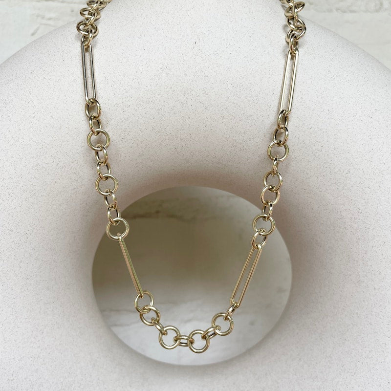 14k Yellow Gold Mix Link Chain Necklace