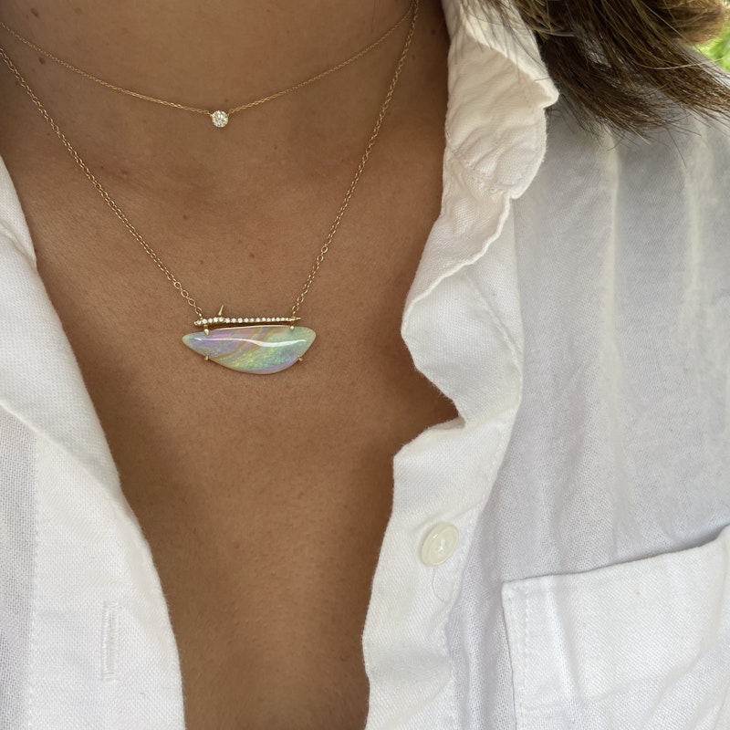 Elisabeth Bell 14k Yellow Gold Opal Thorn Necklace