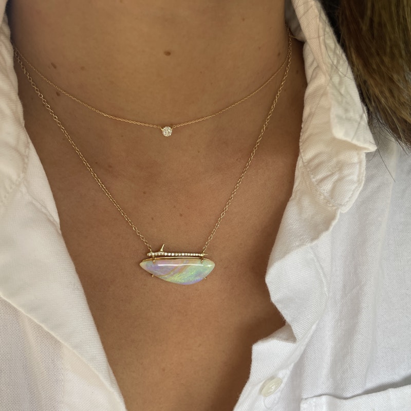 Elisabeth Bell 14k Yellow Gold Opal Thorn Necklace