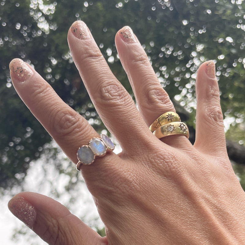 Arik Kastan 14k Rose Gold Triple Moonstone Ring